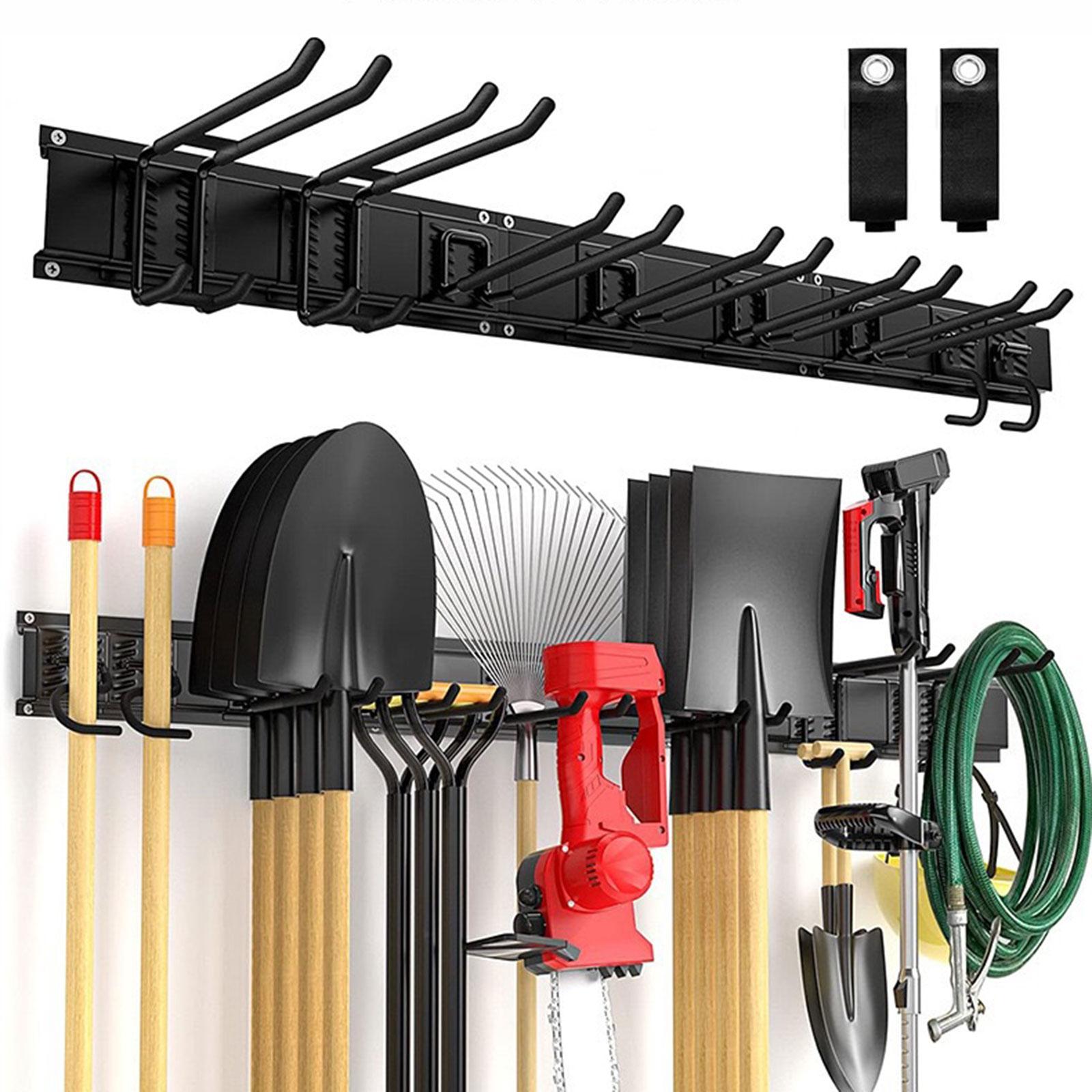 Power Tools Yard - ガレージ壁掛けオーガナイザー棚フックハンガー壁掛けツール収納ラック（電動工具、スノーボード、パティオモップ、ほうき、庭用）