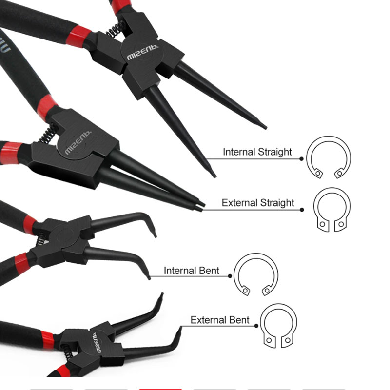 Power Tools America - 頑丈なサークリッププライヤーキット、ポータブル、多機能スナップリング、外側、右、角度付き、ビークツール、7インチ