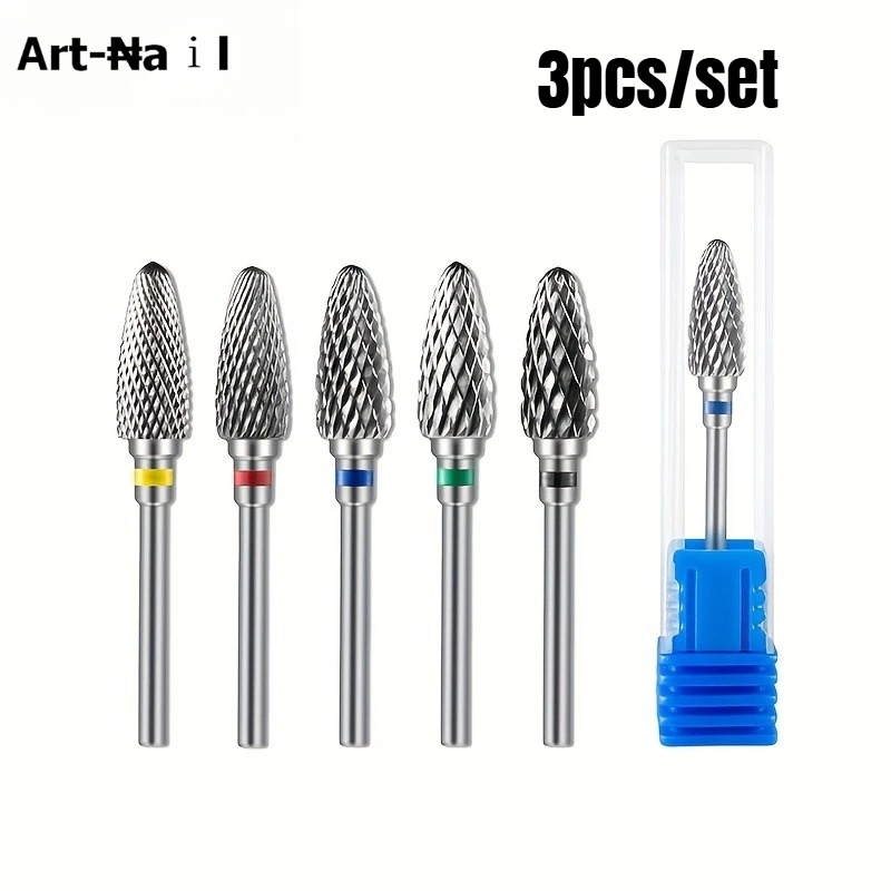 Power Tools On Sale - タングステンカーバイド製ネイルドリルビット3個セット 電動マニキュアドリルアクセサリー ネイルジェルポリッシュリムーバー用ミリングカッター ネイルツール
