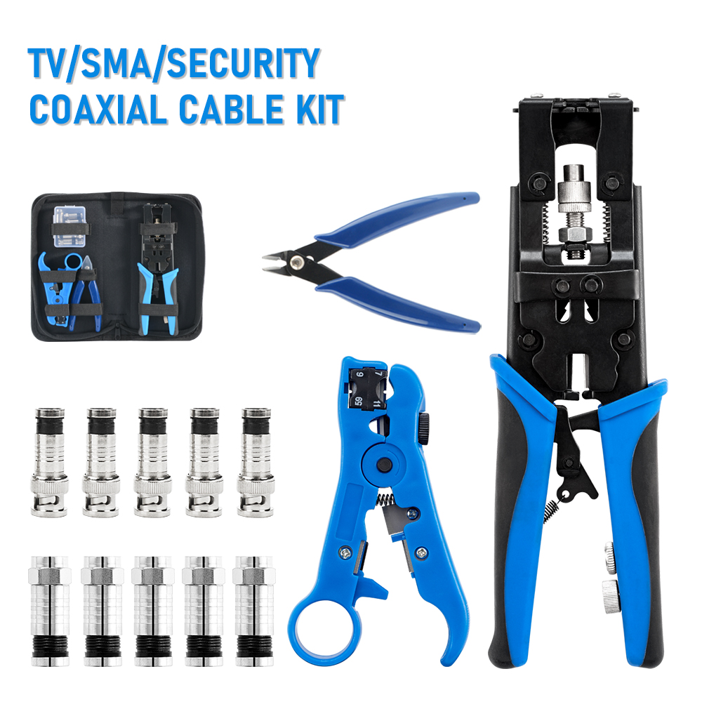Power Tools America - CCTV カメラ設置ツールセット 圧縮プライヤー F/BNC/RCA コネクタ用 RG-58/59/62/6(3C/4C/5C)