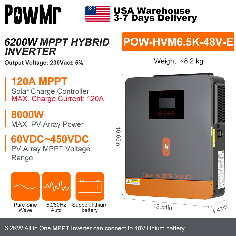 PowMr USA 6.2KW 6200W 48V ハイブリ - Power Tools America のレビューと価格