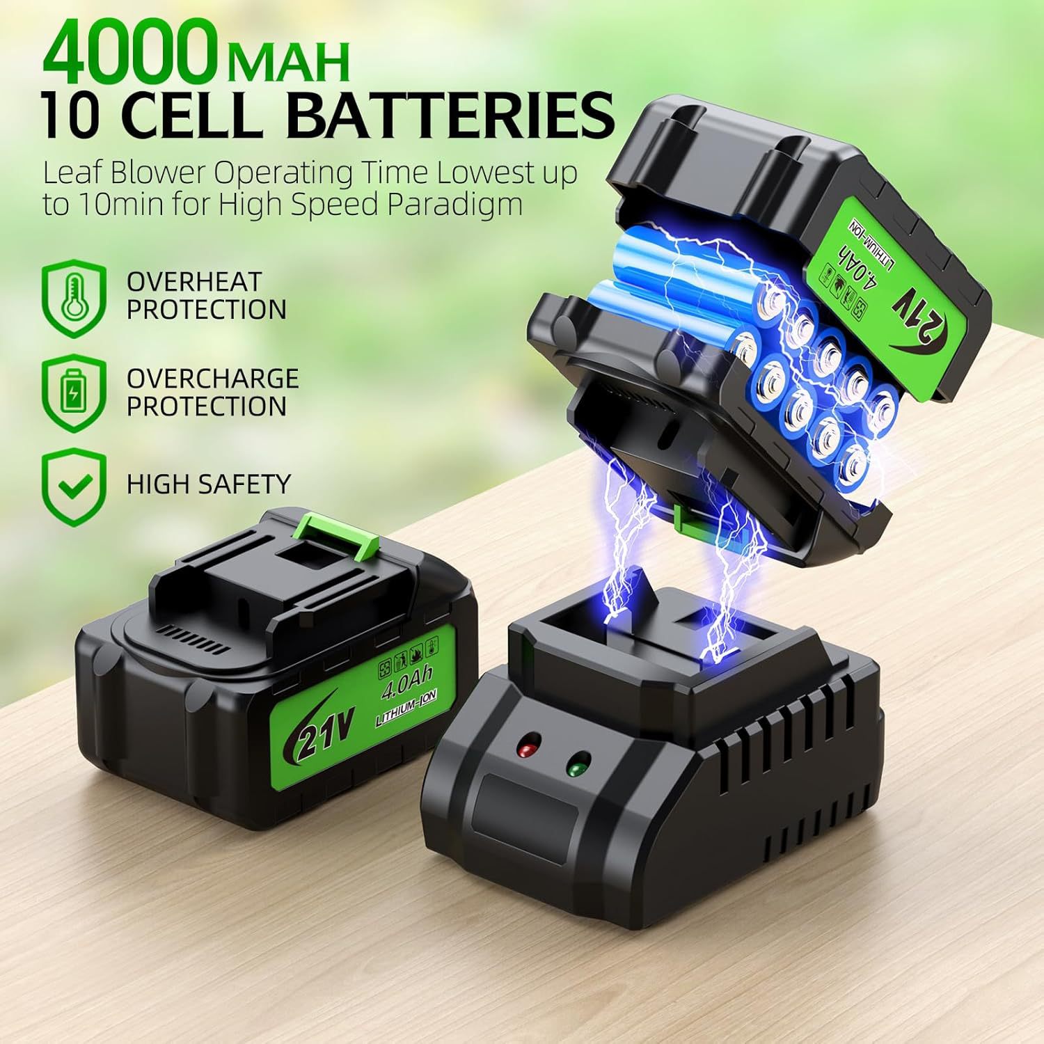 コードレス電動リーフブロワー、ポータブル軽量リチウムバッテリ - Power Tools Yard のレビューと価格