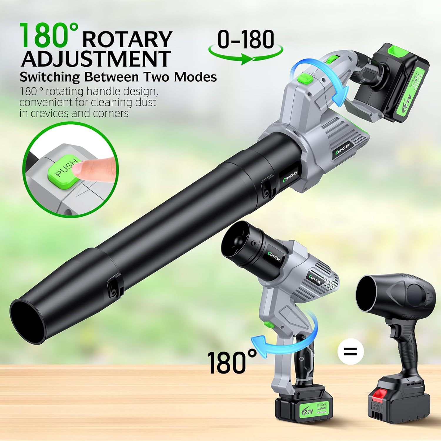 コードレス電動リーフブロワー、ポータブル軽量リチウムバッテリ - Power Tools Yard のレビューと価格