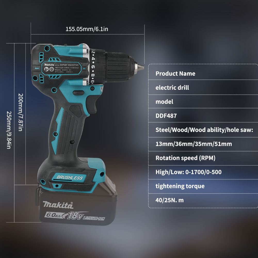 18V ブラシレスコードレスドリル 410W 40N·m 2 - Power Tools On Sale のレビューと価格